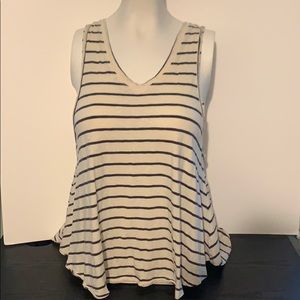 Black/Cream Striped Flowy Tank